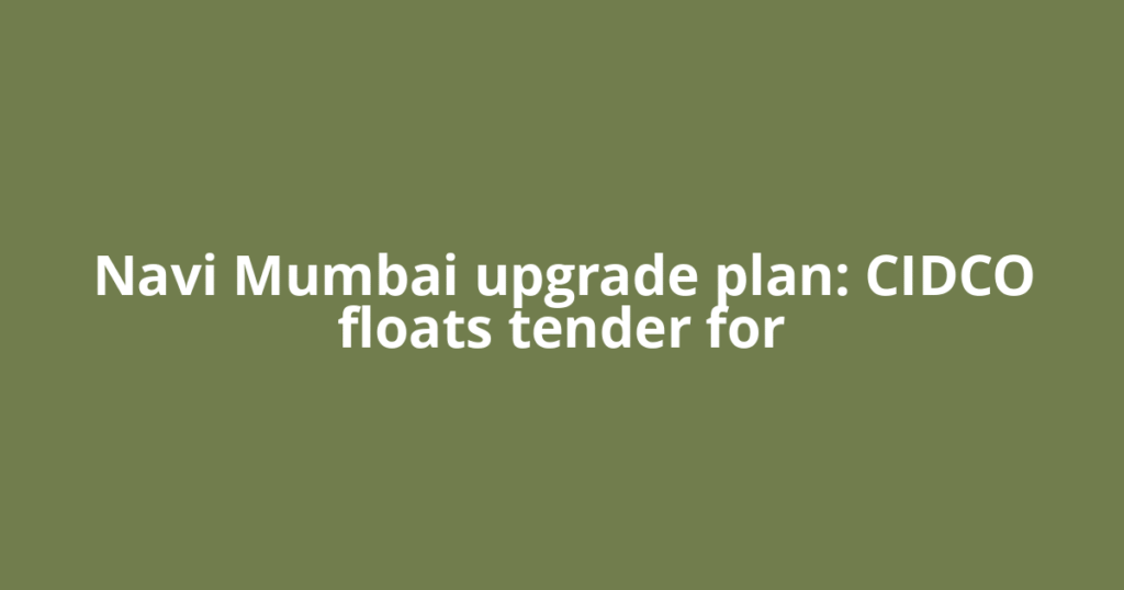 Navi Mumbai upgrade plan: CIDCO floats tender for