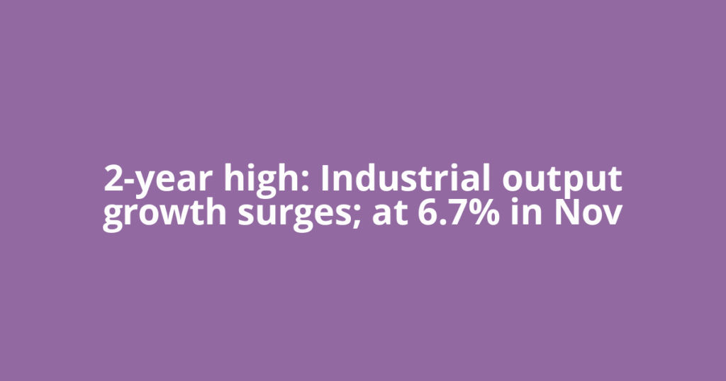 2-year high: Industrial output growth surges; at 6.7% in Nov